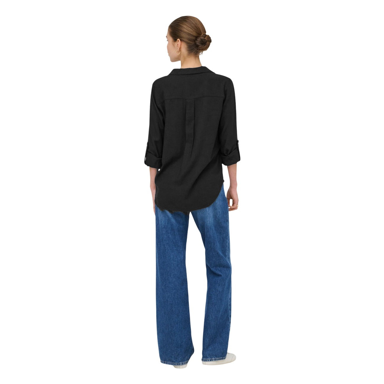 Only Shirt Dames Zwart Linnen