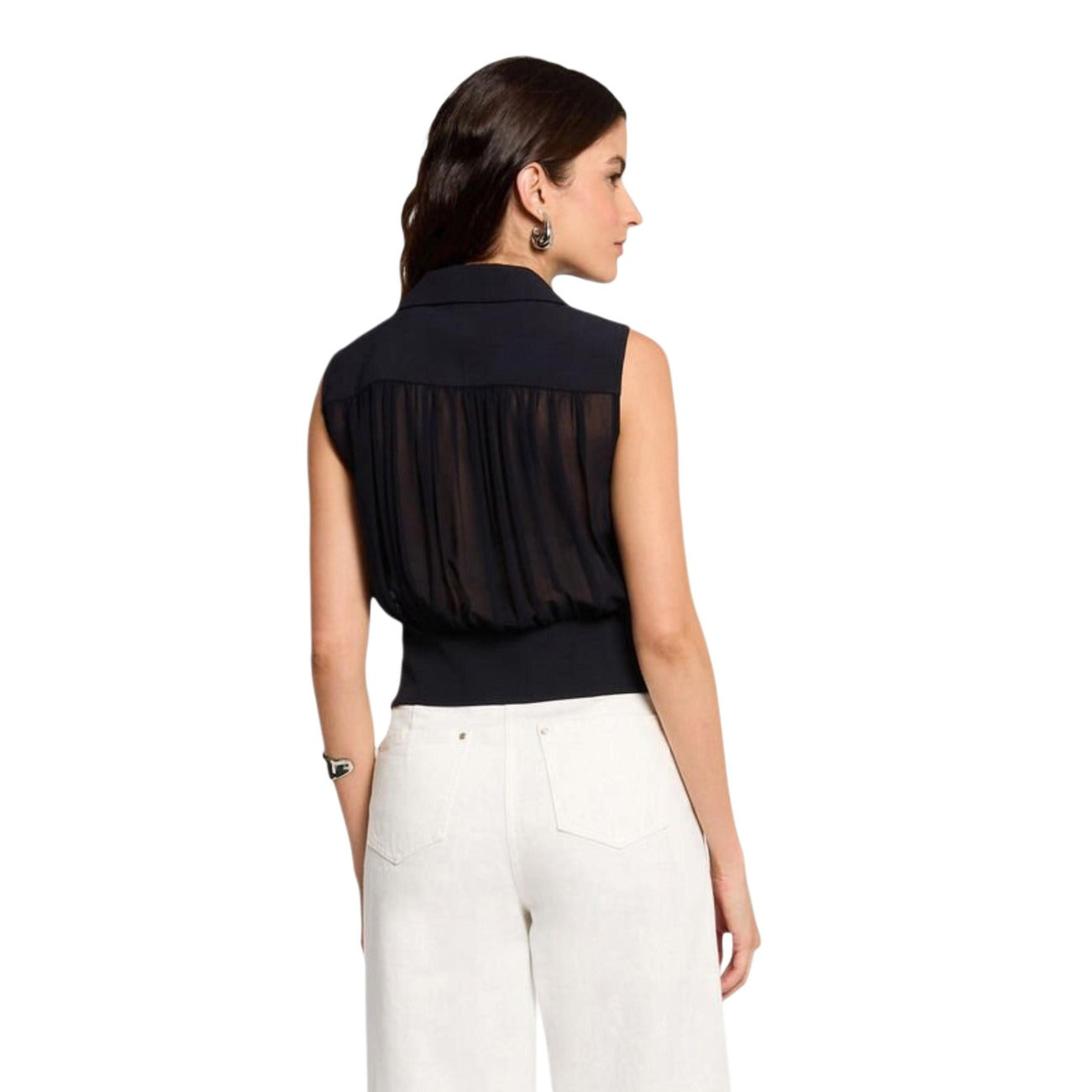 Morgan De Toi Mouwloze Blouse Dames Blauw
