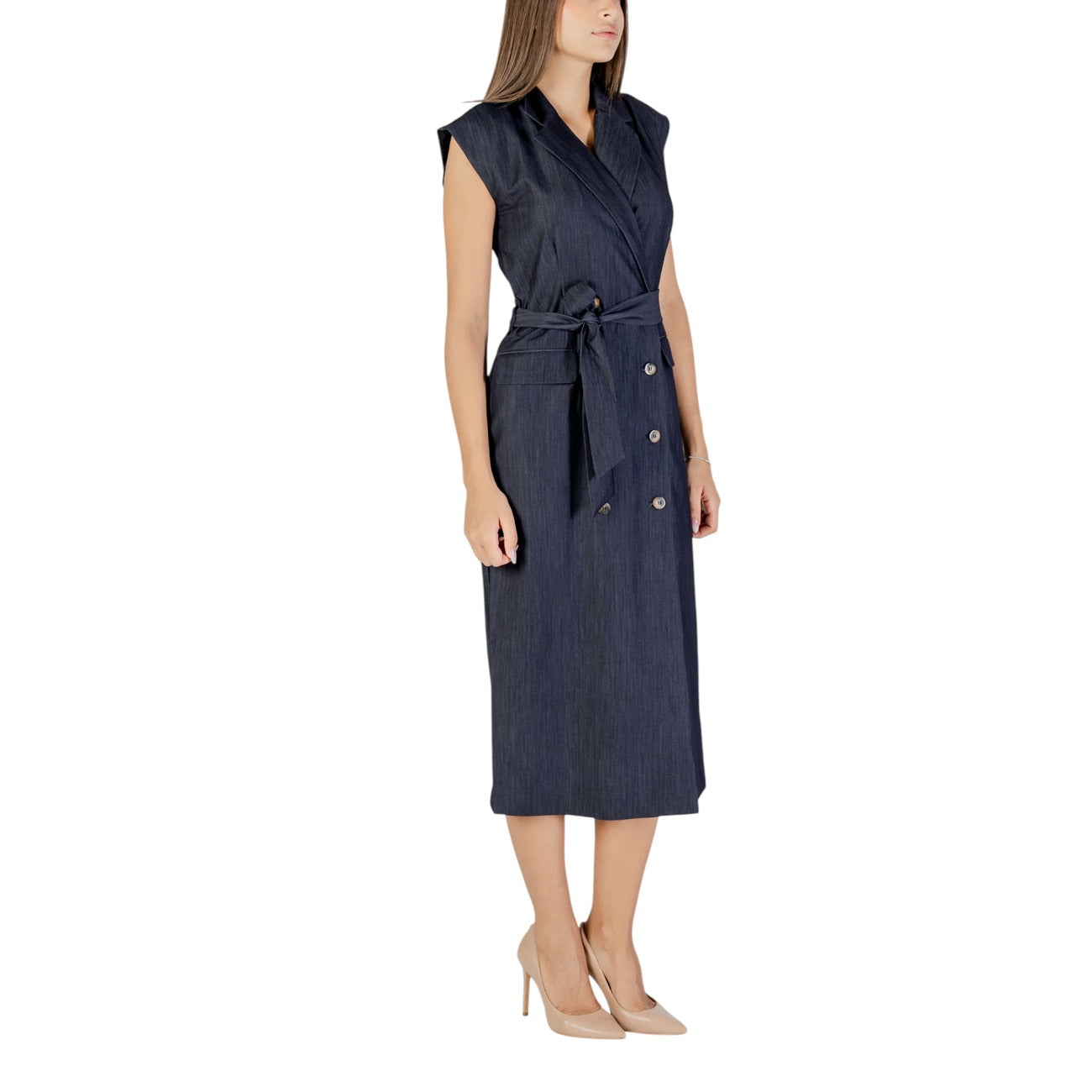 Ichi Mouwloze Jurk Dames Blauw