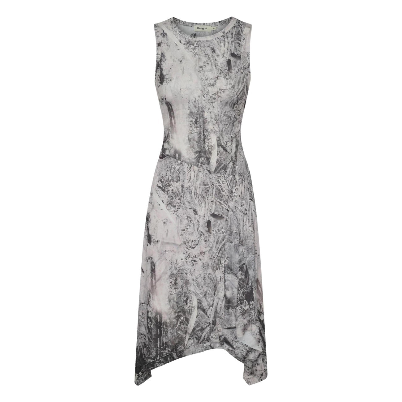 Desigual Mouwloze Print Jurk Dames Grijs