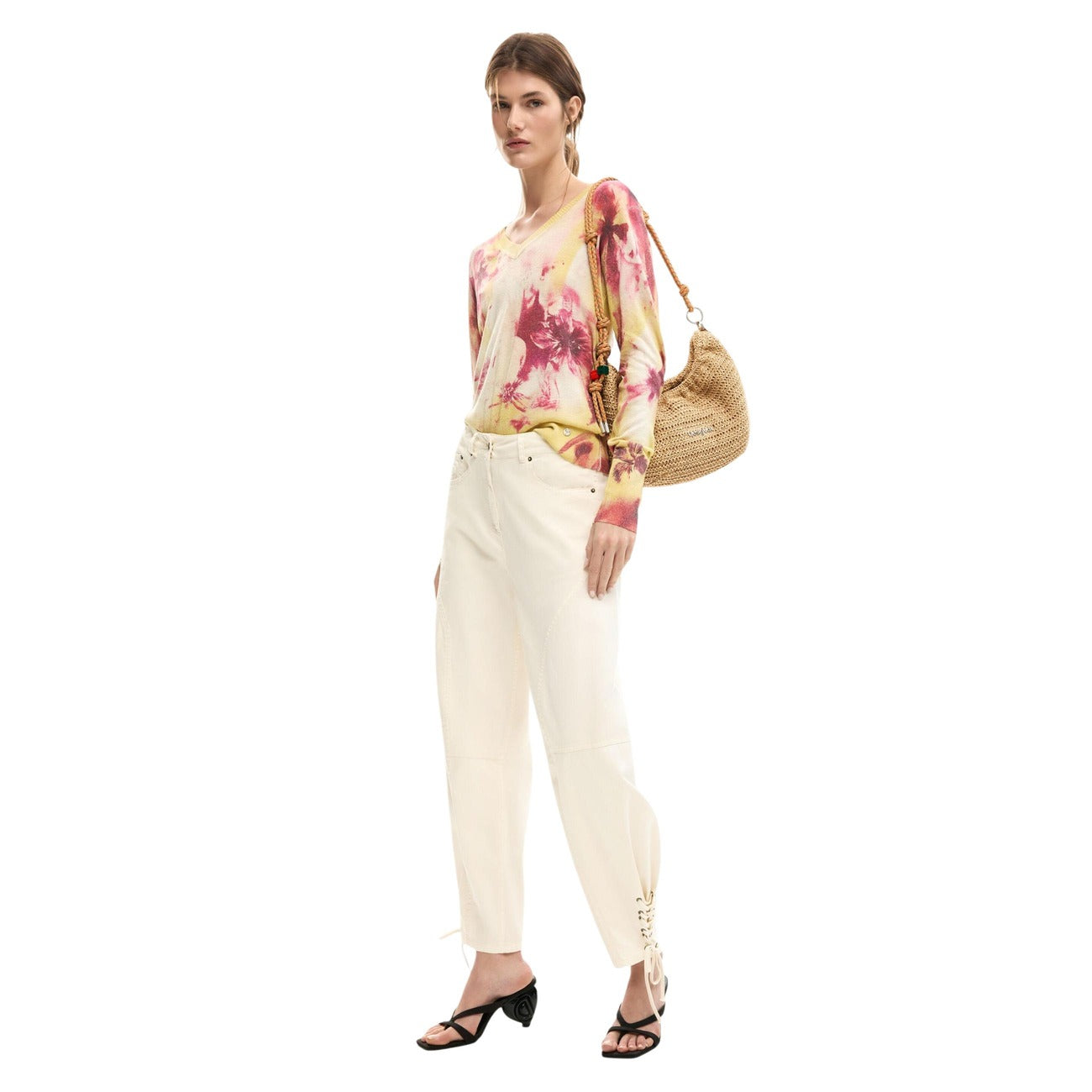 Desigual Katoenen Broek Dames Beige