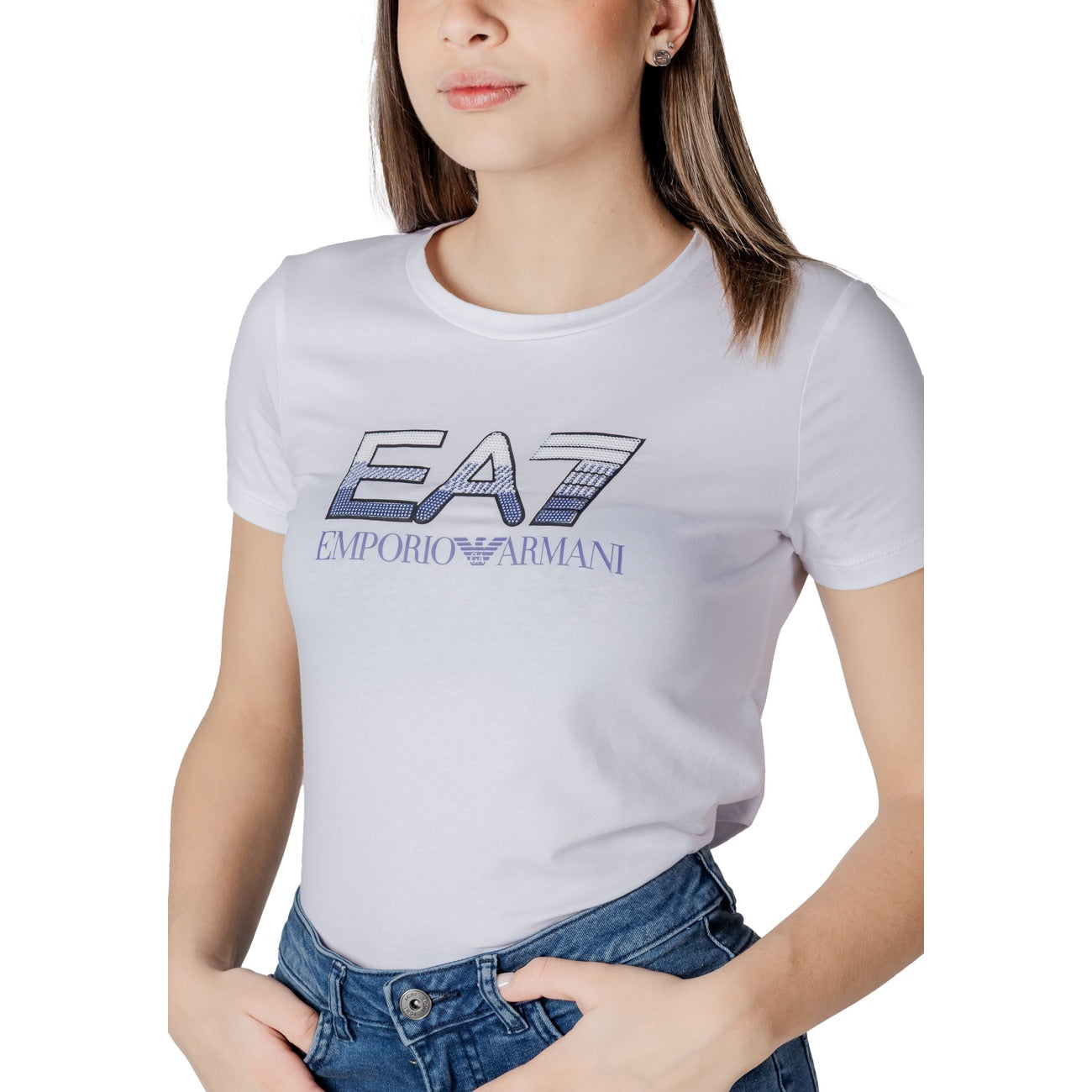 EA7 Emporio Armani Print T-shirt Dames Wit