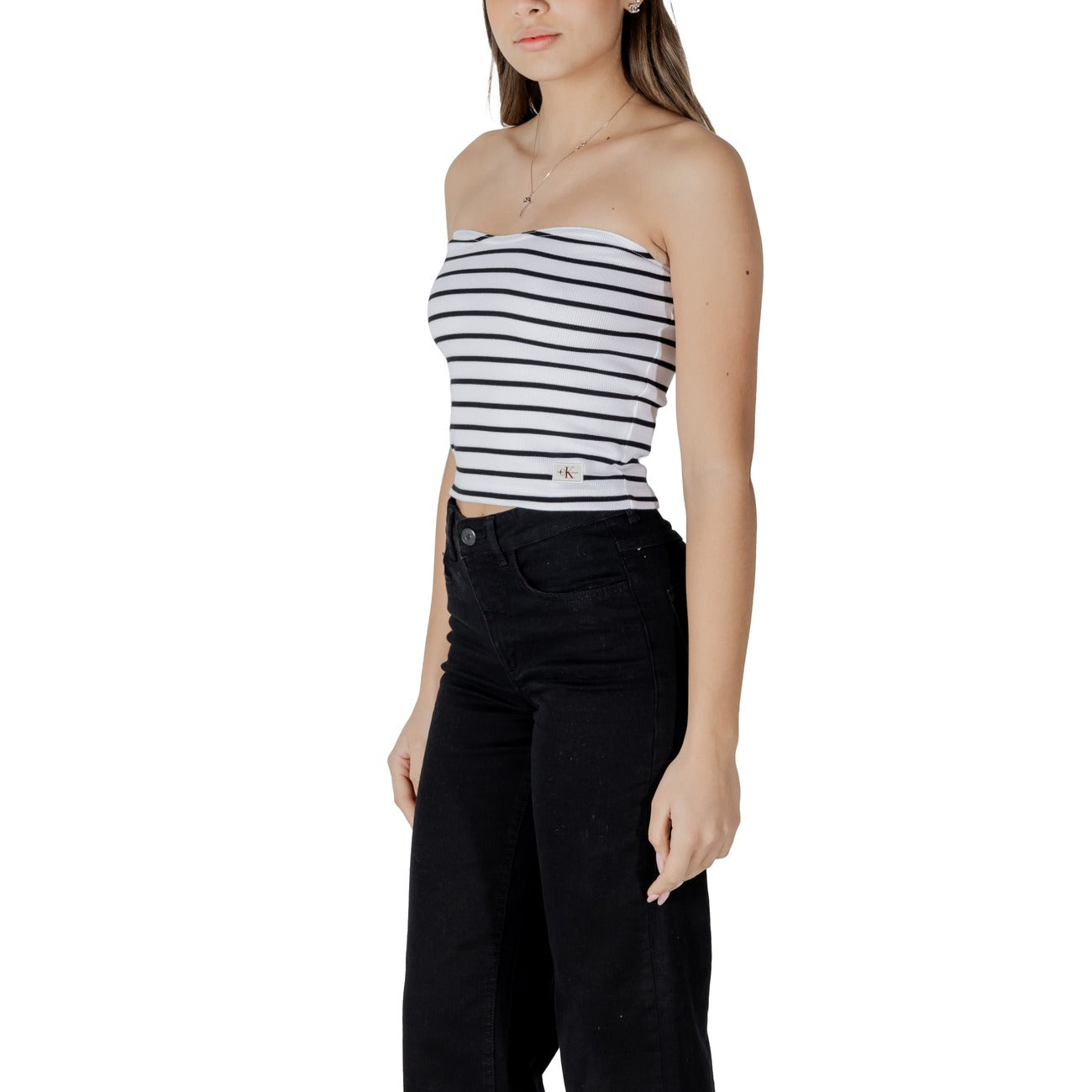 Calvin Klein Jeans Gestreepte Mouwloze Top Dames Wit