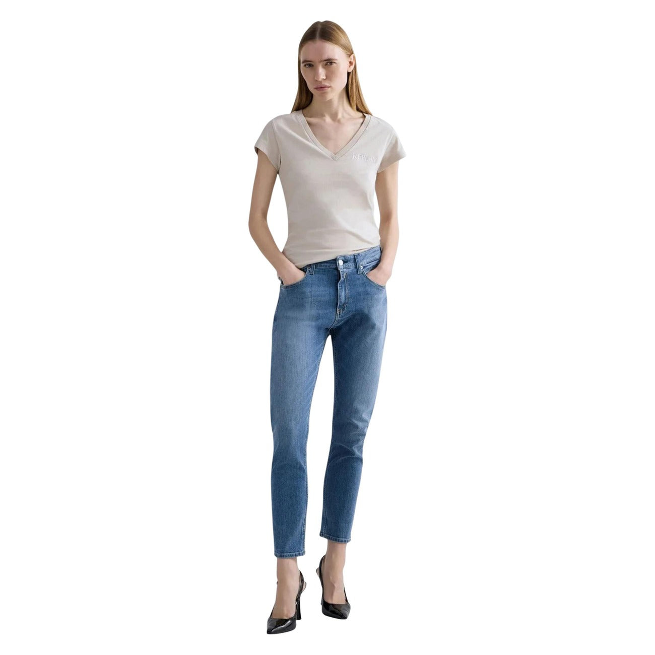 Replay Jeans Dames Blauw