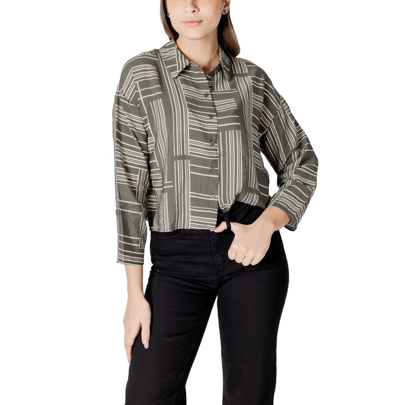Jacqueline De Yong Print Blouse Dames Groen