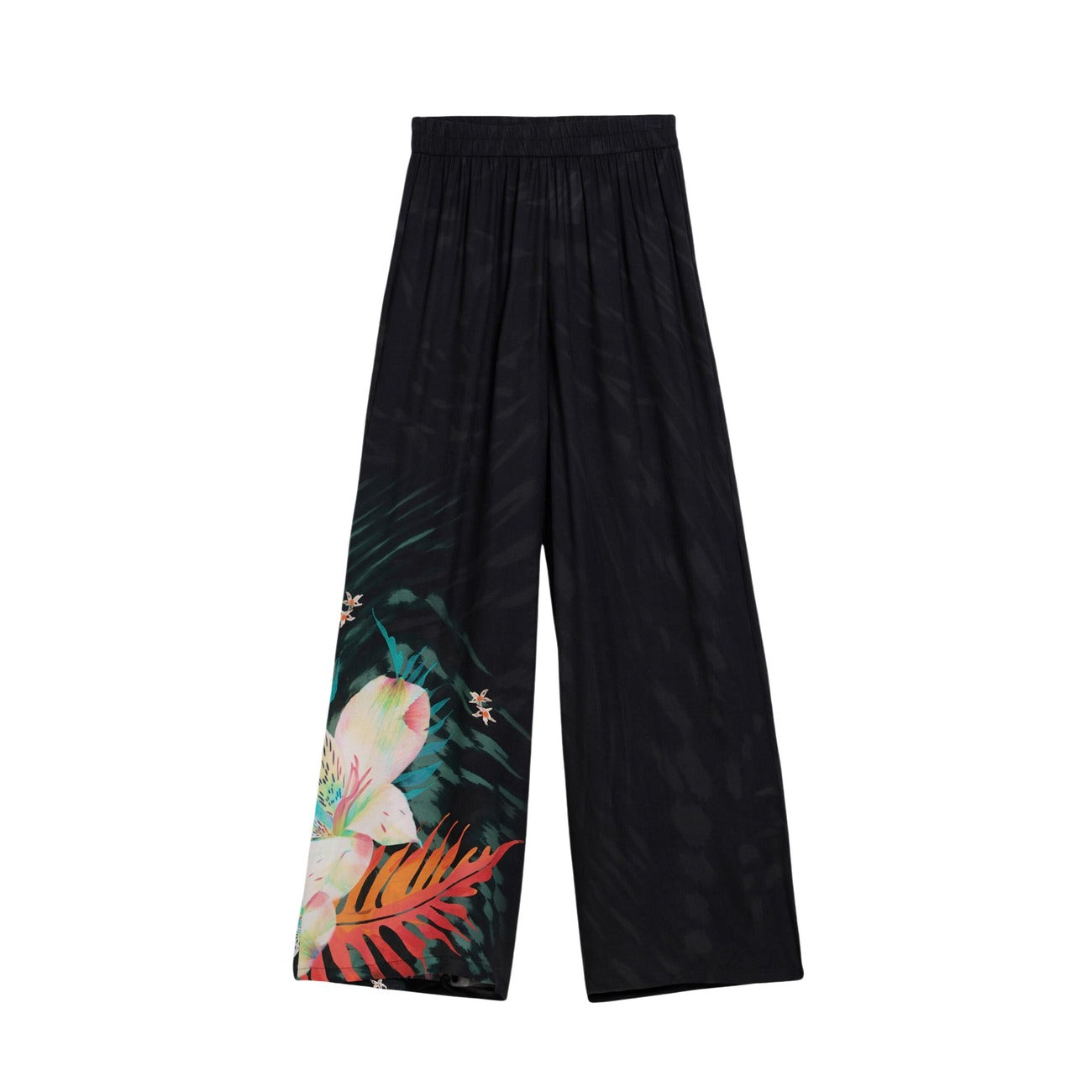 Desigual Bloemen Broek Dames Zwart