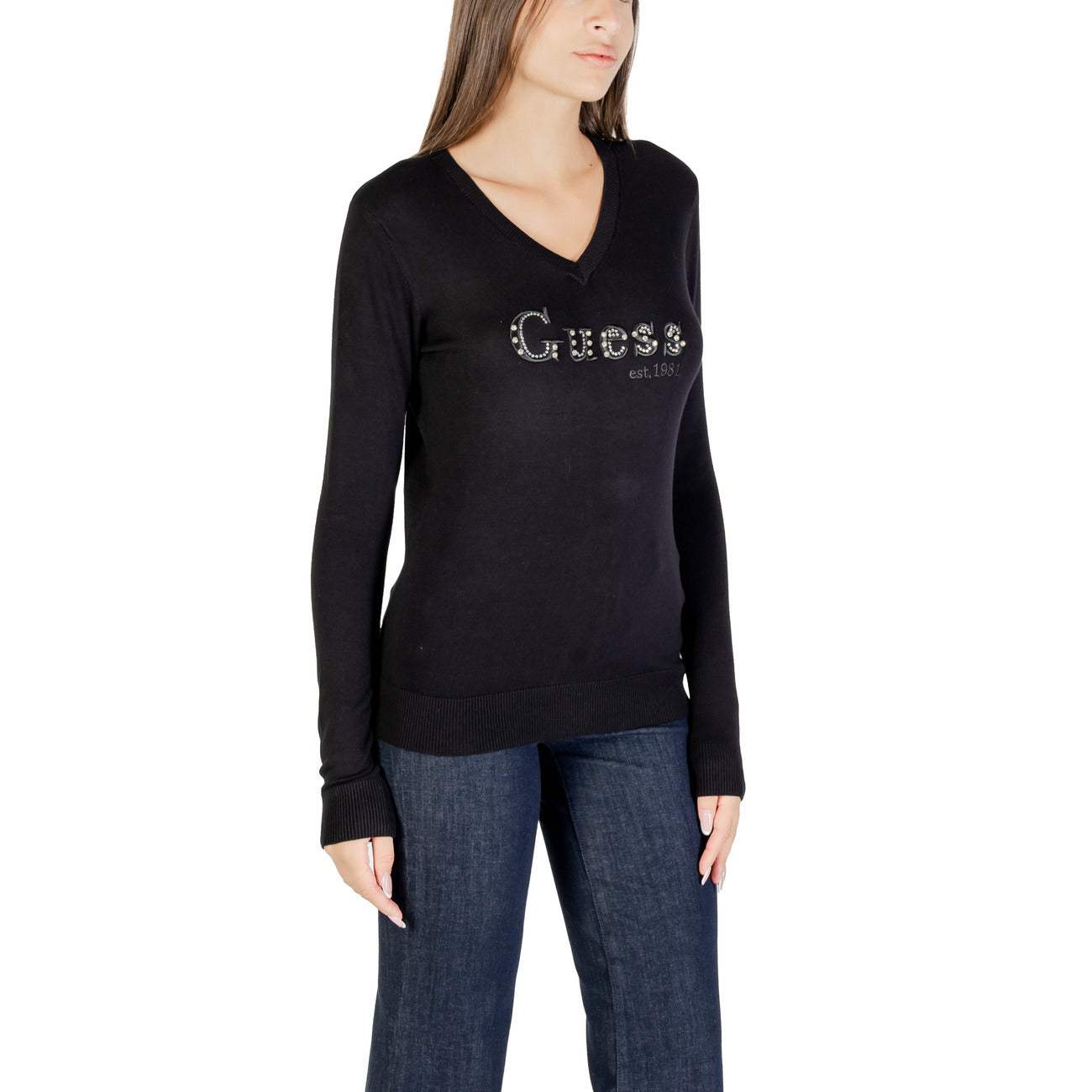 Guess Strass V-hals Trui Dames Zwart