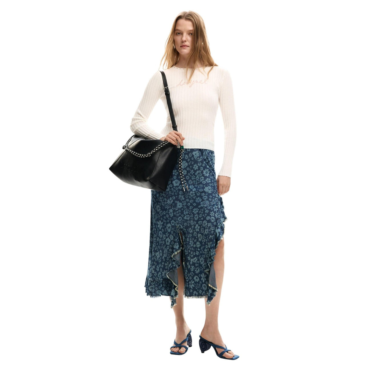 Desigual Bloemen Rok Dames Blauw