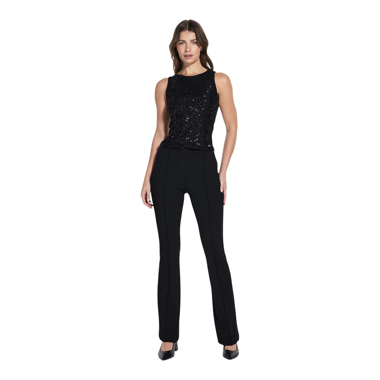 Guess Pailletten Top Dames Zwart
