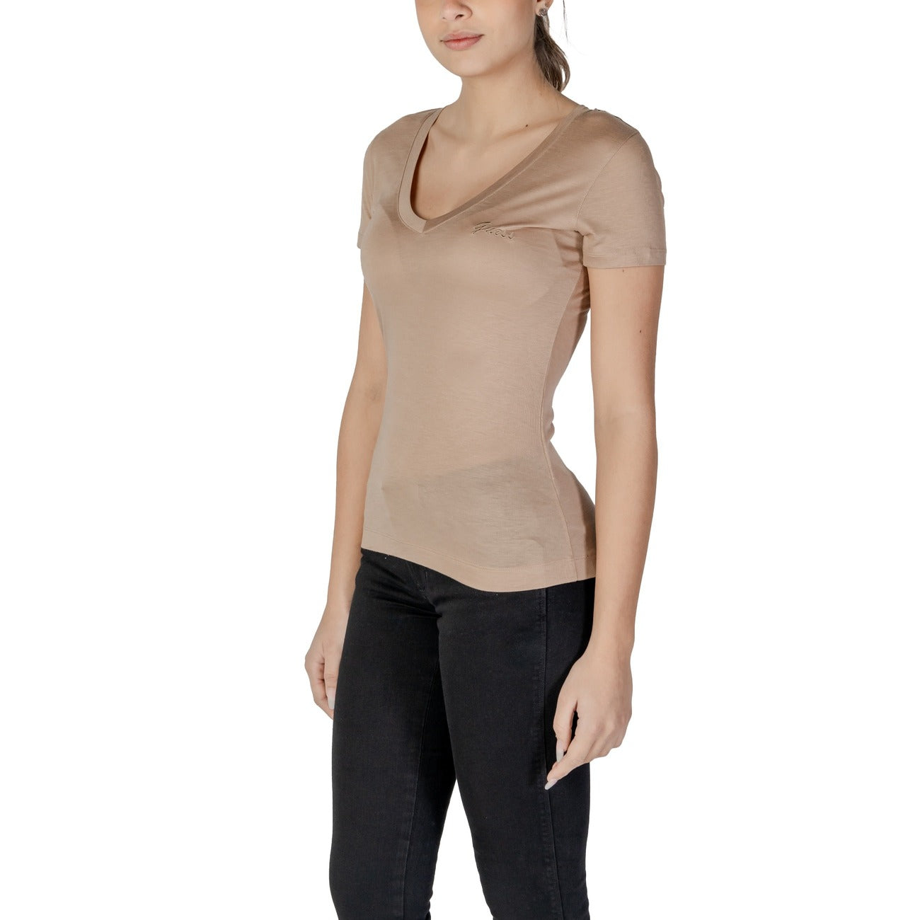 Guess V-hals T-shirt Dames Beige