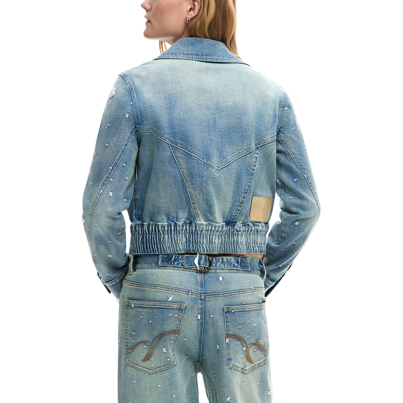 Desigual Gesleten Jack Dames Lichtblauw