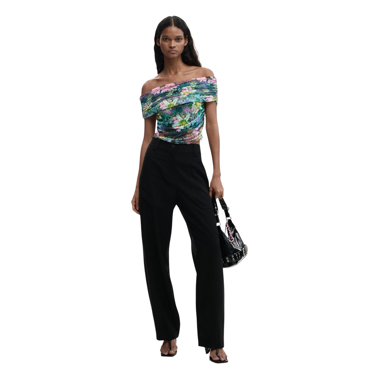 Desigual Bloemen Top Dames Lichtblauw