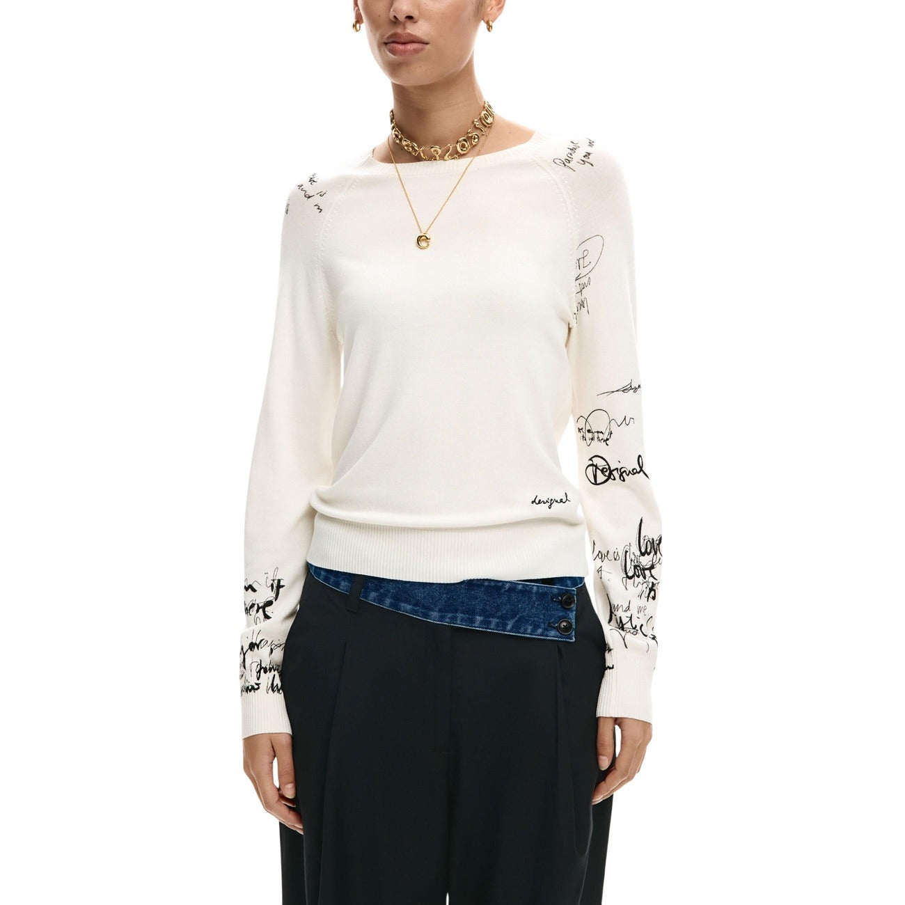 Desigual Print Trui Dames Beige