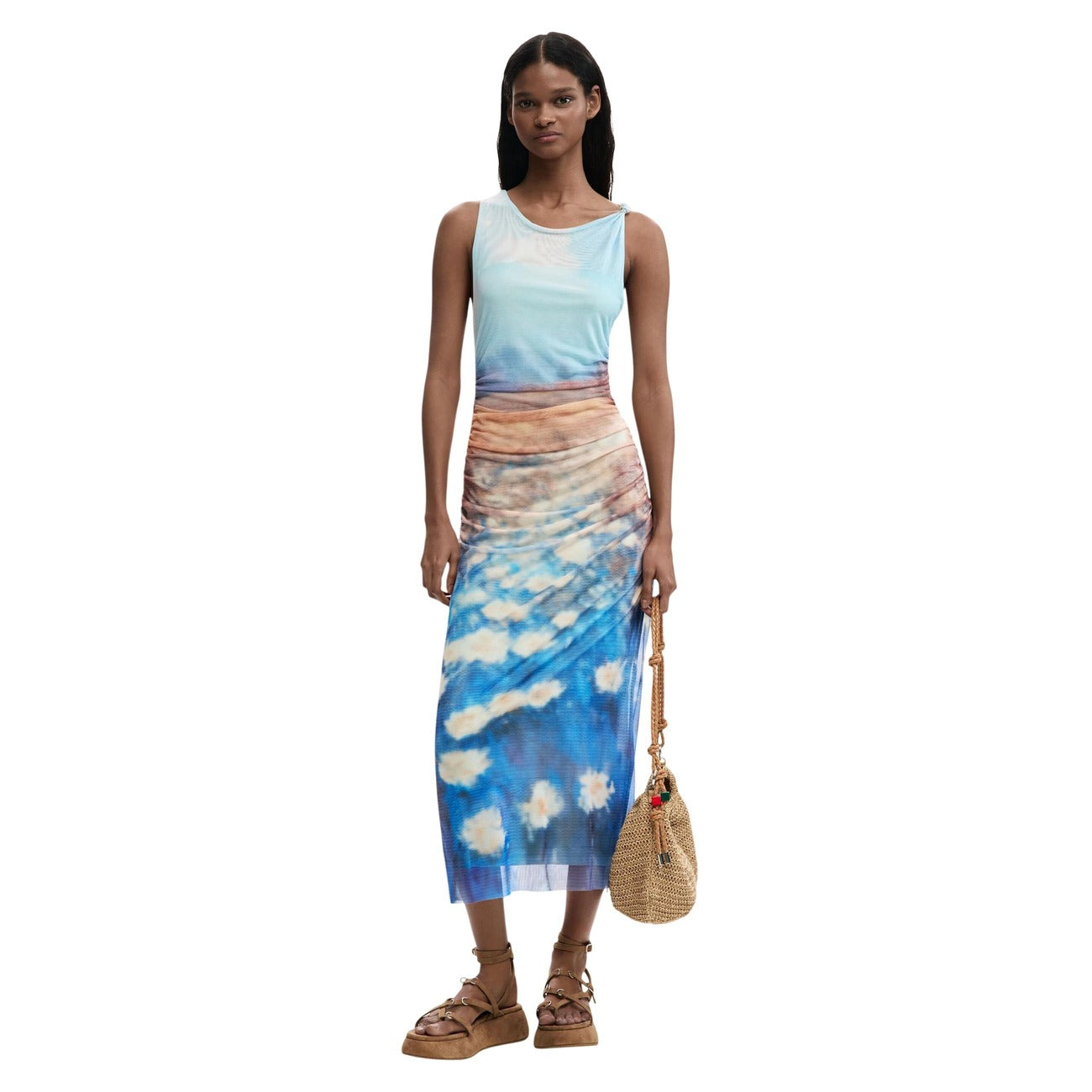 Desigual Mouwloze Jurk Dames Lichtblauw