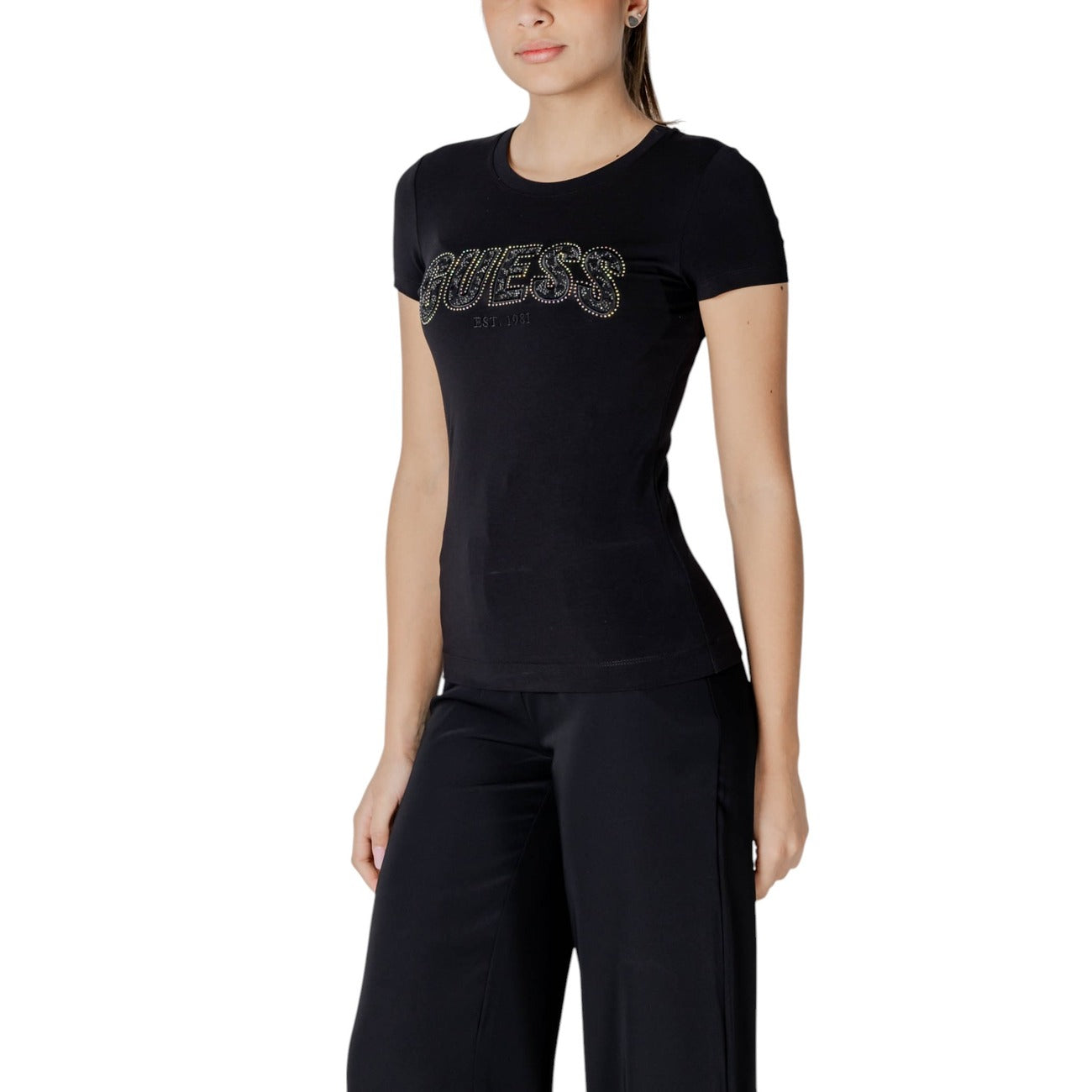 Guess Strass T-shirt Dames Zwart