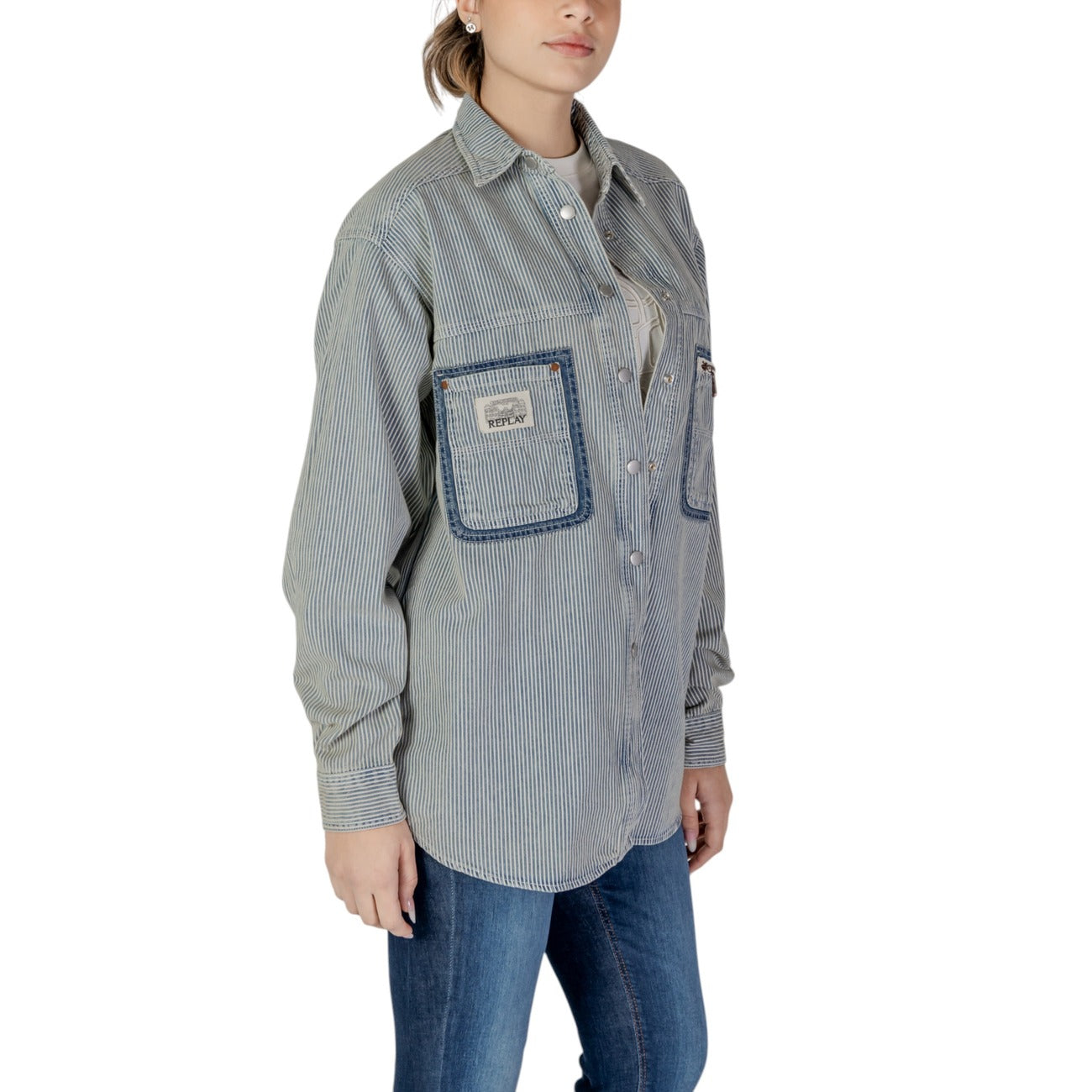 Replay Gestreepte Blouse Dames Blauw