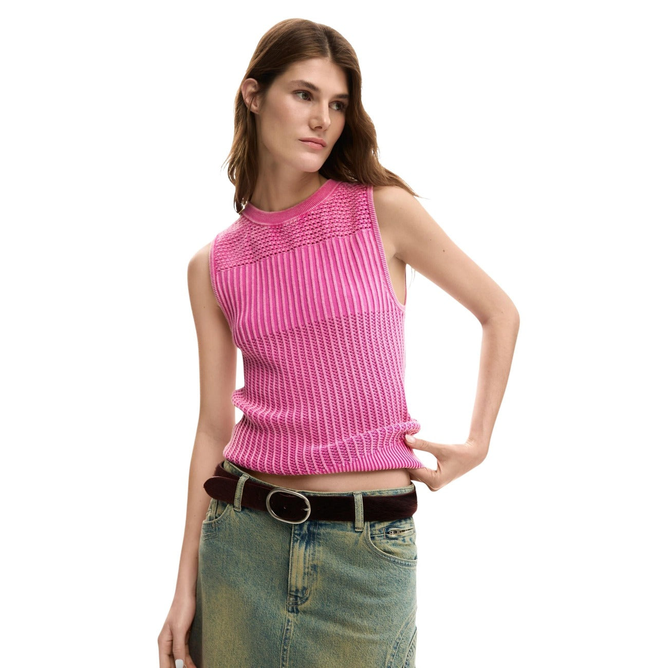 Desigual Mouwloze Top Dames Fuchsia