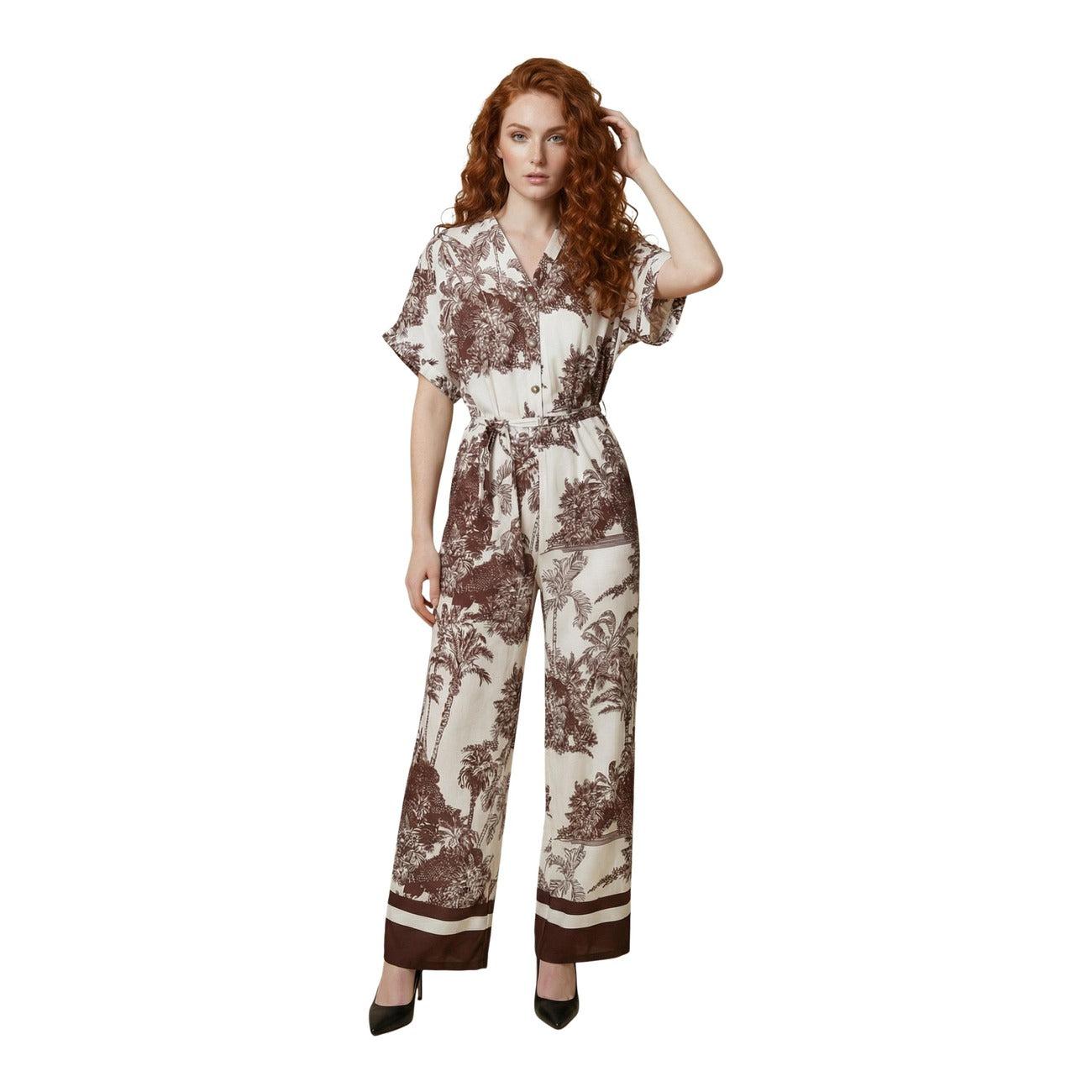 Artigli Bloemen Jumpsuit Dames Beige