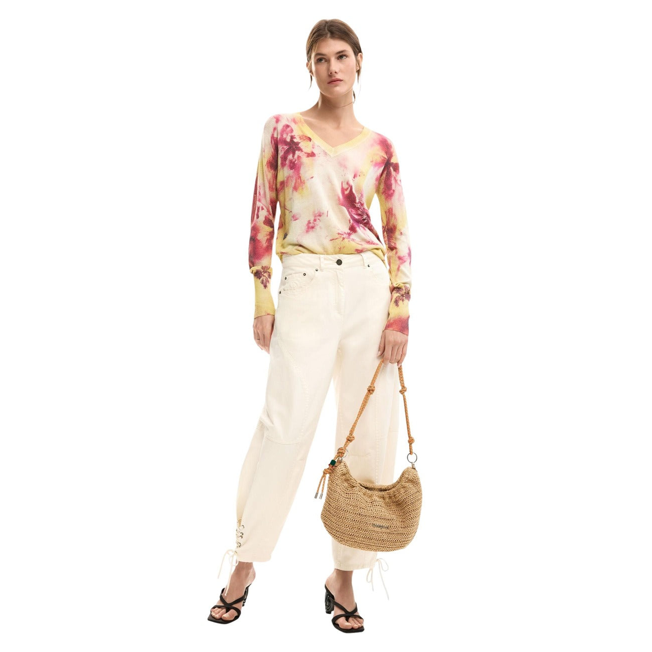 Desigual Bloemen Trui Dames Roze