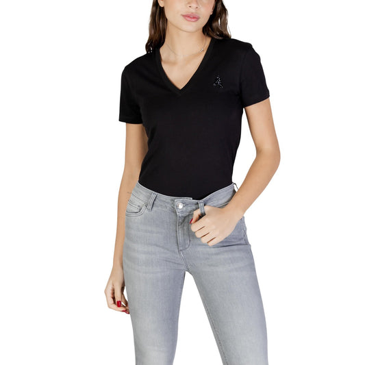 Armani Exchange V-hals T-shirt Dames Beige