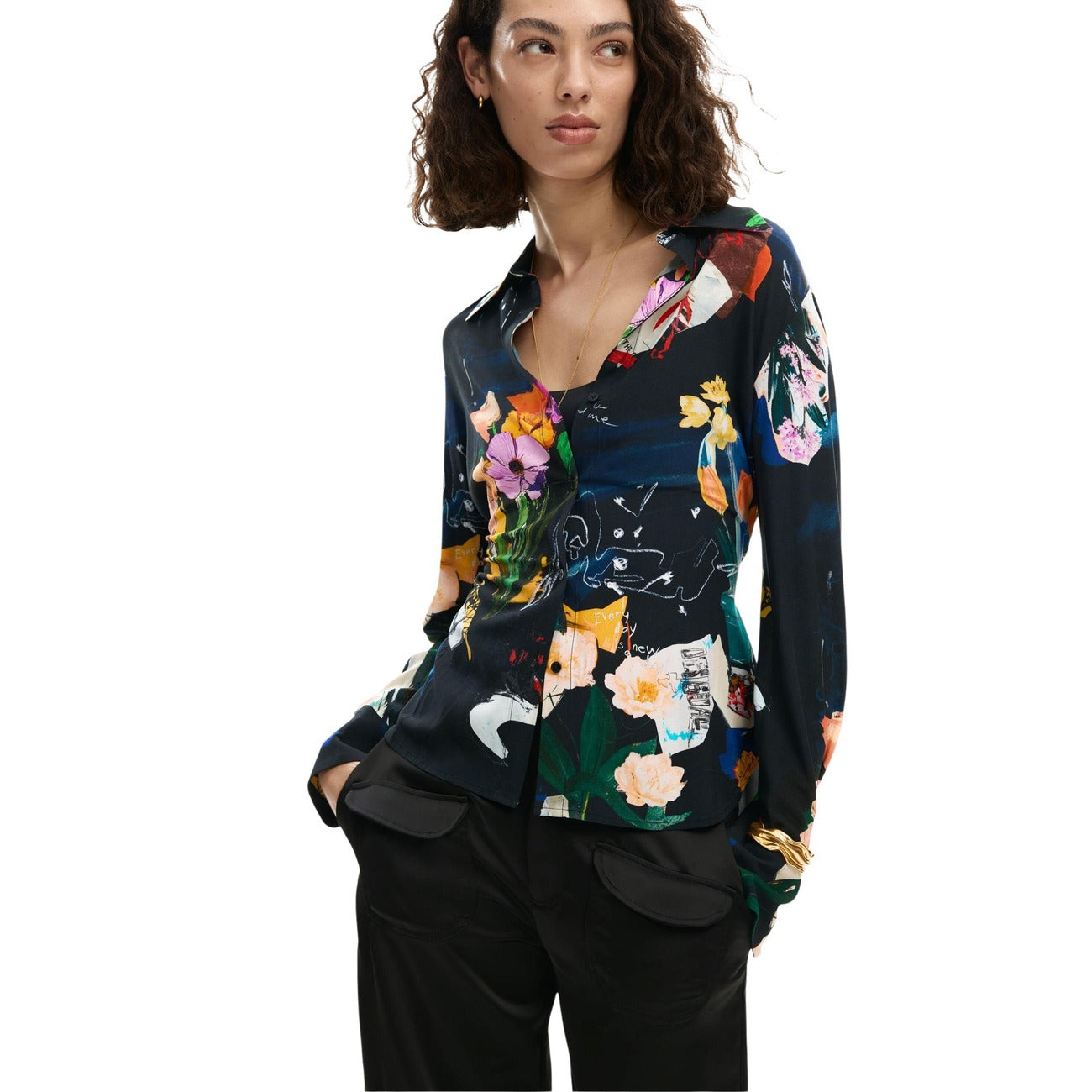 Desigual Bloemen Blouse Dames Zwart