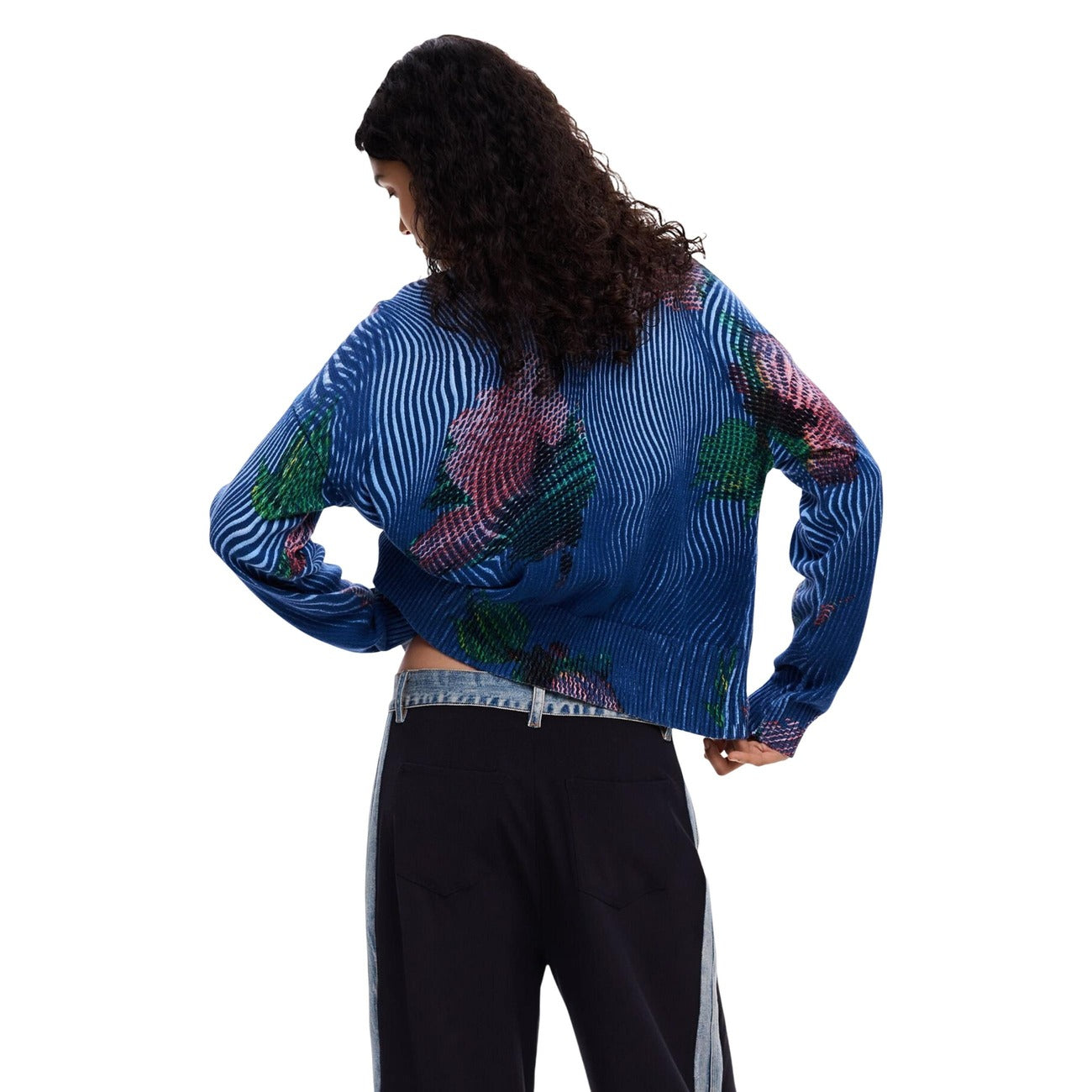 Desigual Bloemen Cardigan Dames Blauw