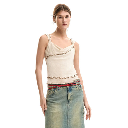 Desigual Mouwloze Top Dames Beige