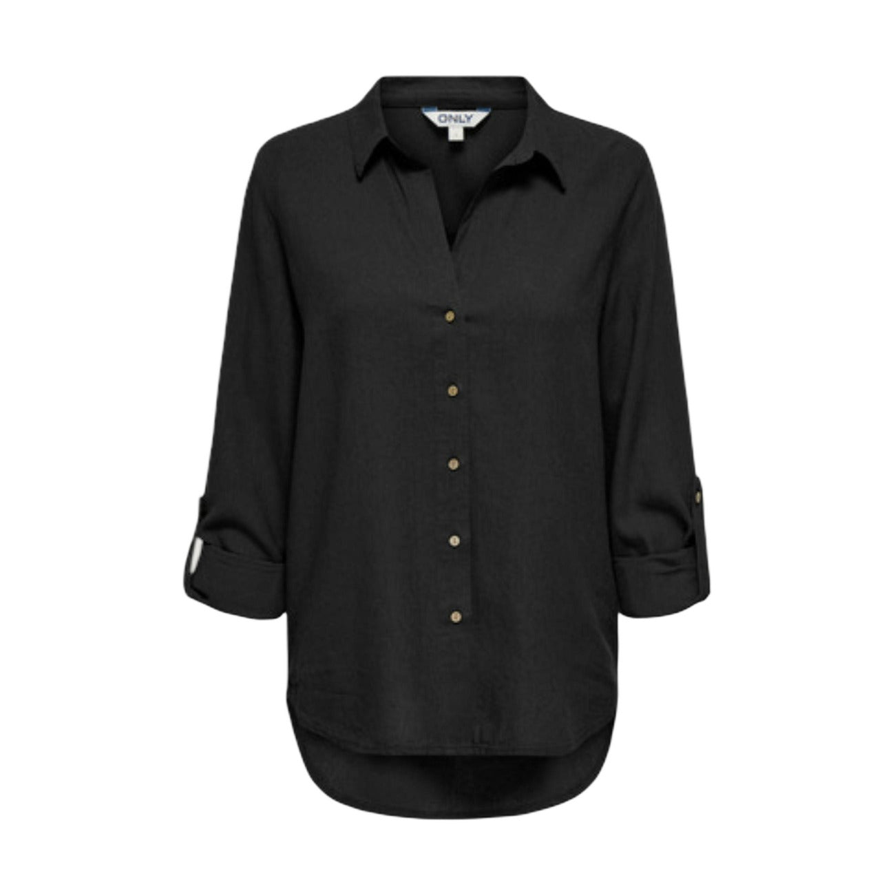 Only Shirt Dames Zwart Linnen