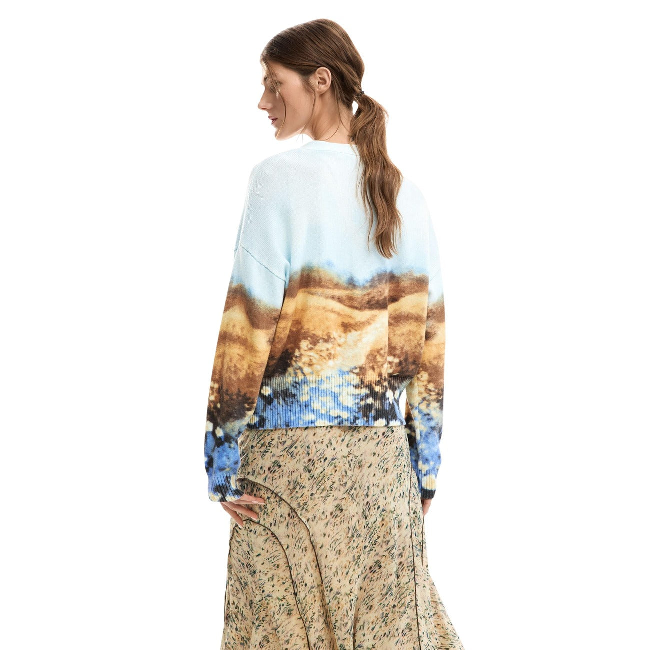 Desigual Print Cardigan Dames Lichtblauw
