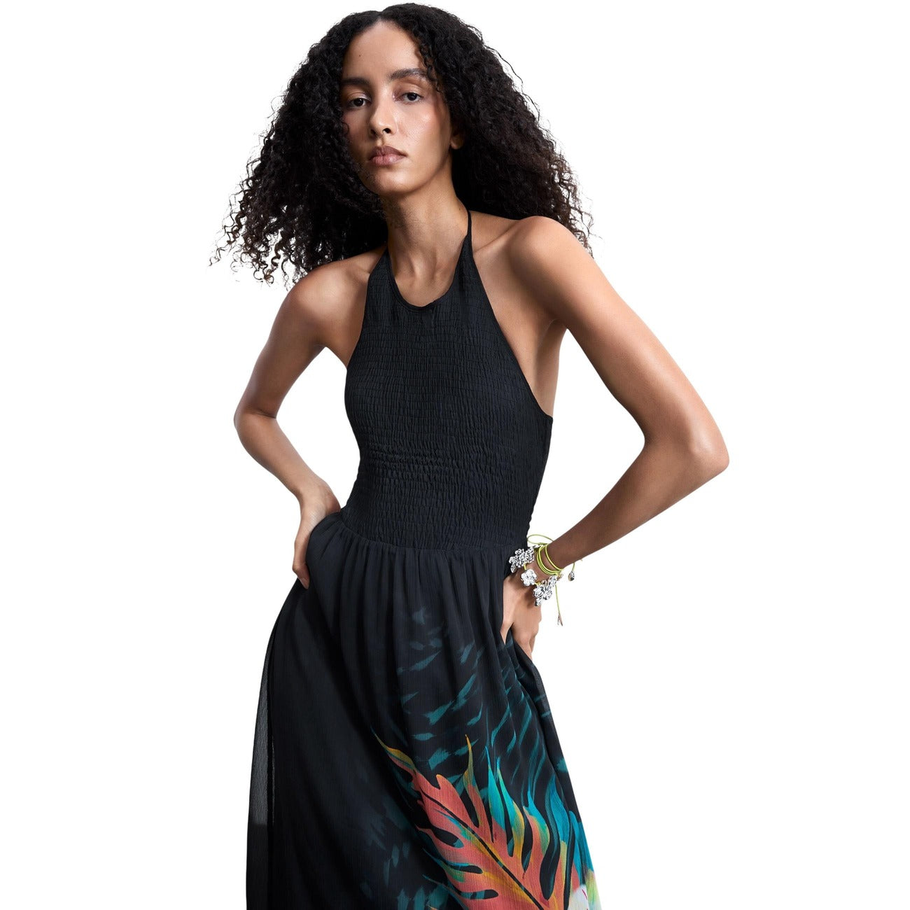Desigual Epaullet Jurk Dames Zwart