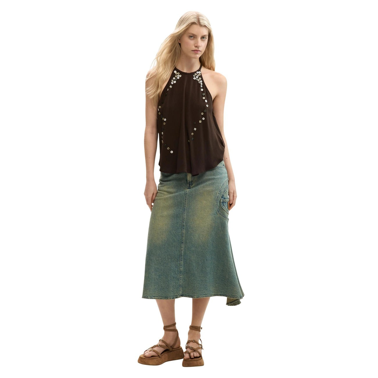 Desigual Mouwloze Top Dames Bruin