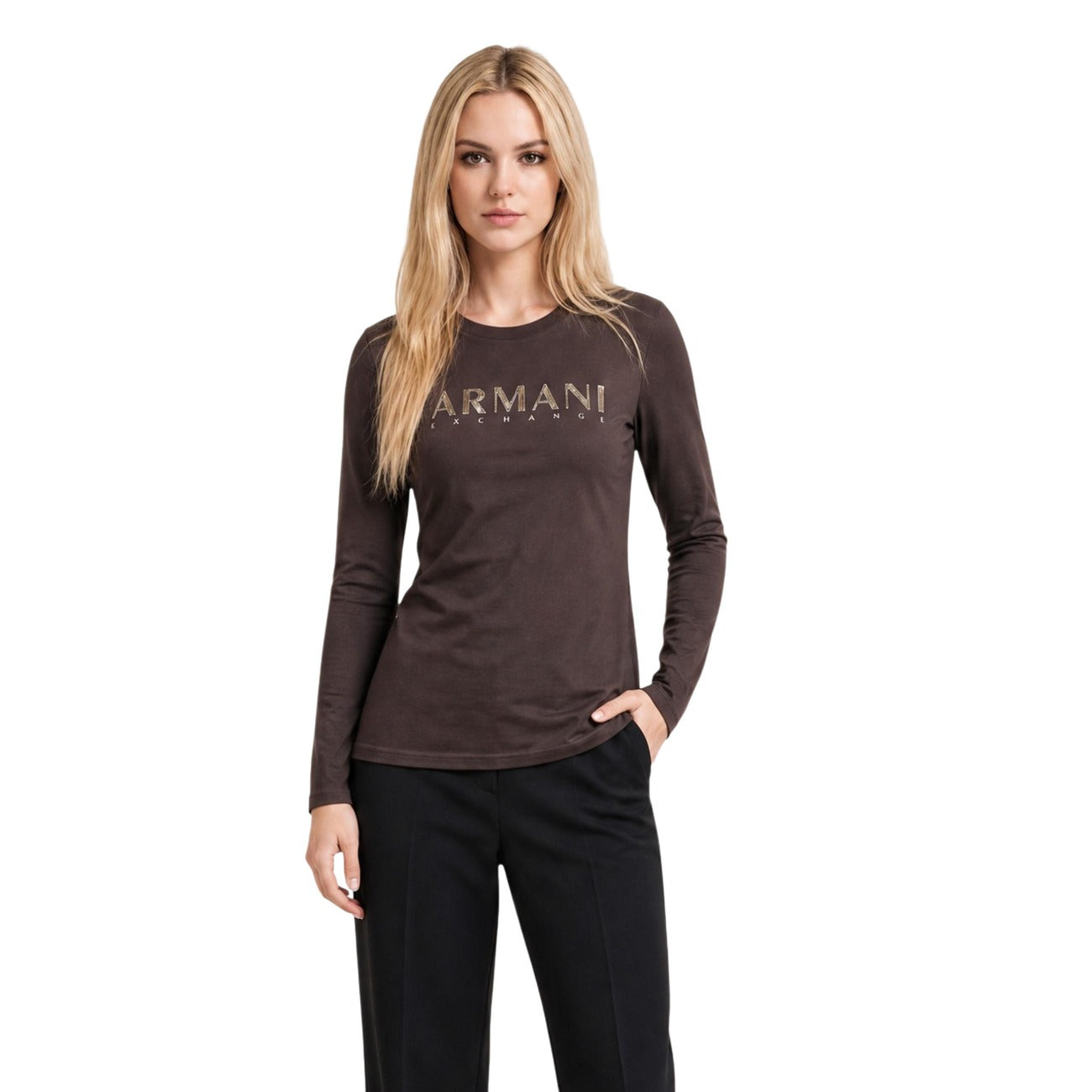 Armani Exchange T-shirt Dames Bruin