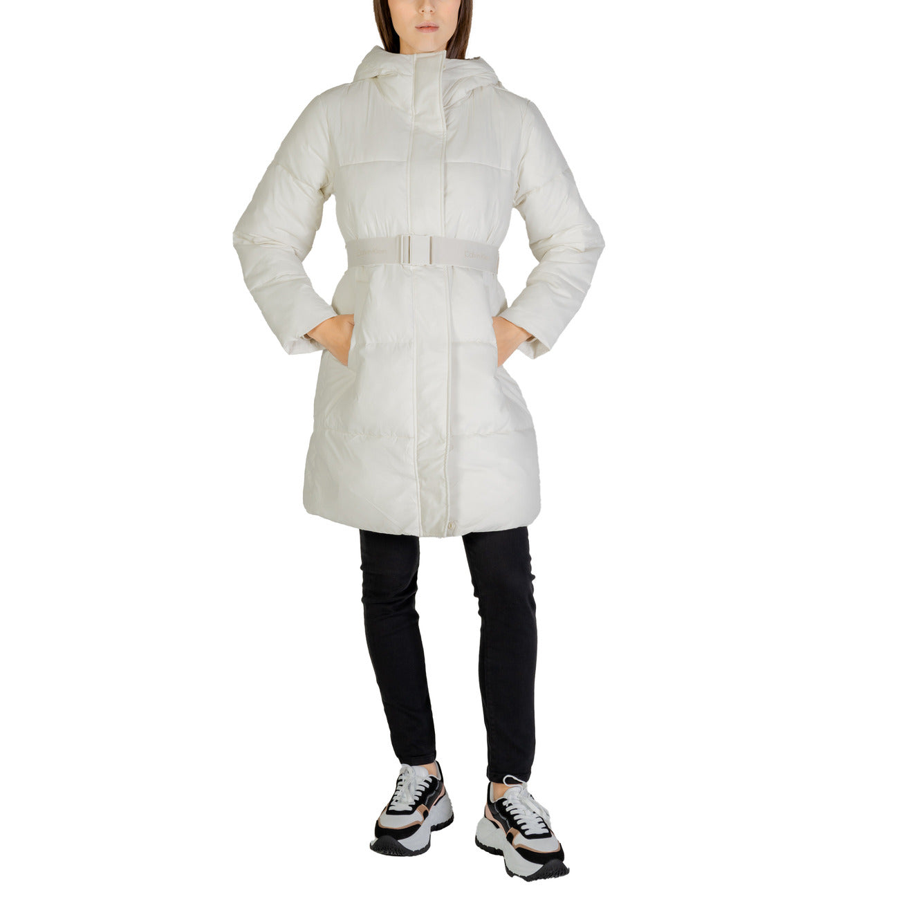 Calvin Klein Jeans Windjack Dames Wit – Capuchon & Nylon Mix