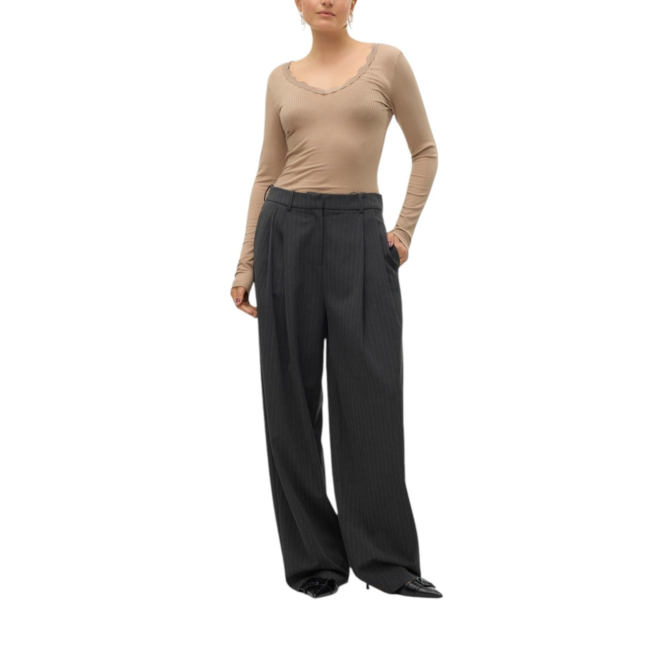 Vero Moda Broek Dames Grijs