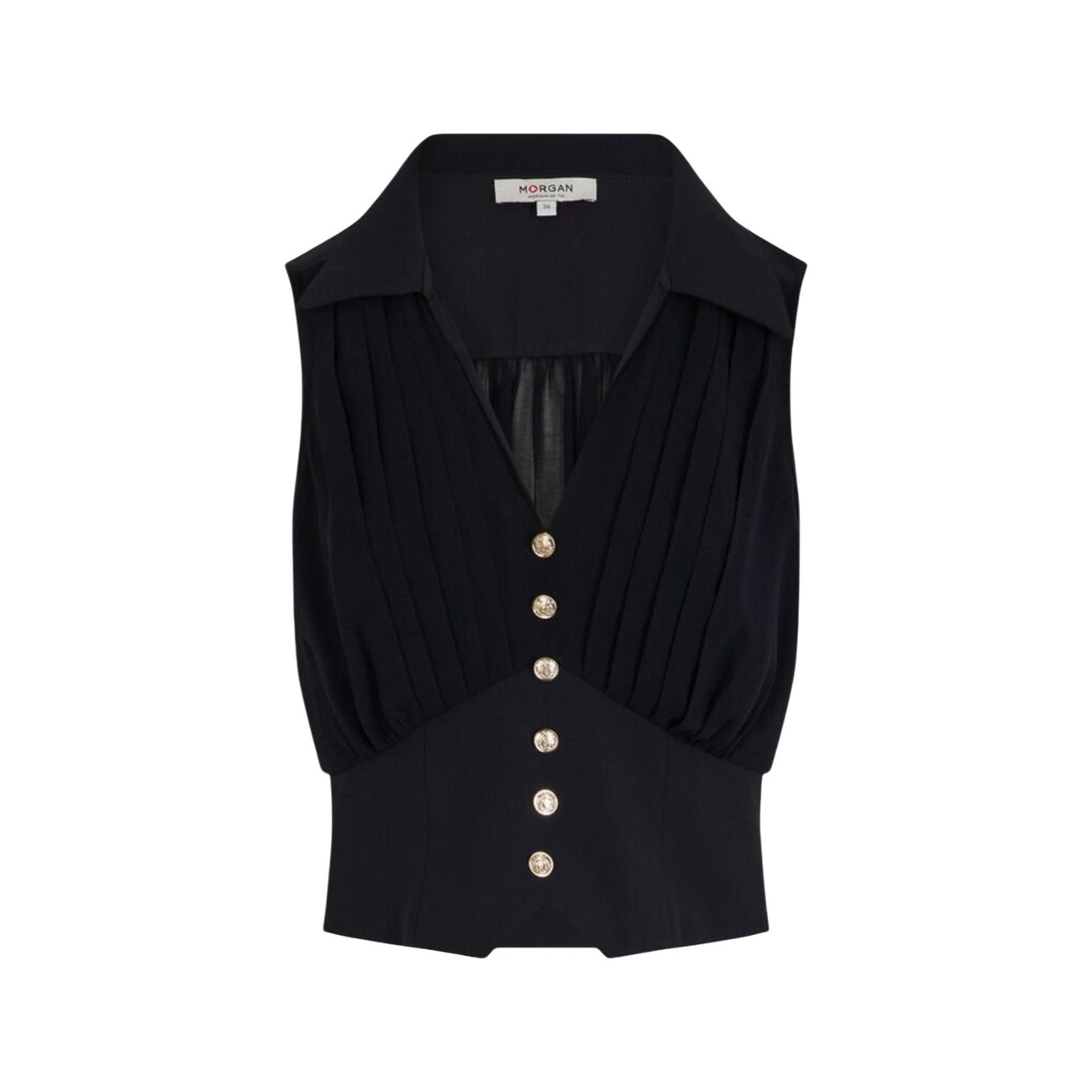 Morgan De Toi Mouwloze Blouse Dames Blauw