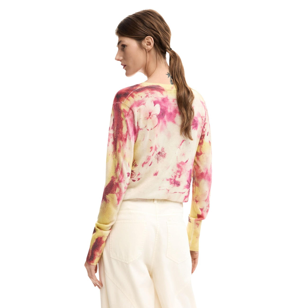 Desigual Bloemen Trui Dames Roze