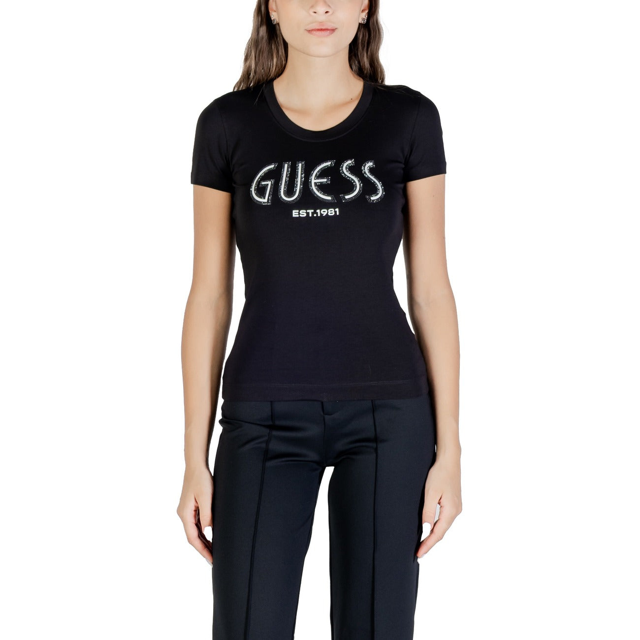Guess Print T-shirt Dames Lichtblauw