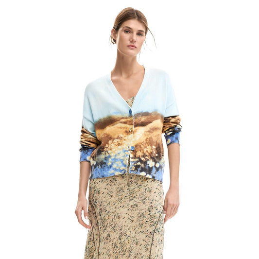 Desigual Print Cardigan Dames Lichtblauw