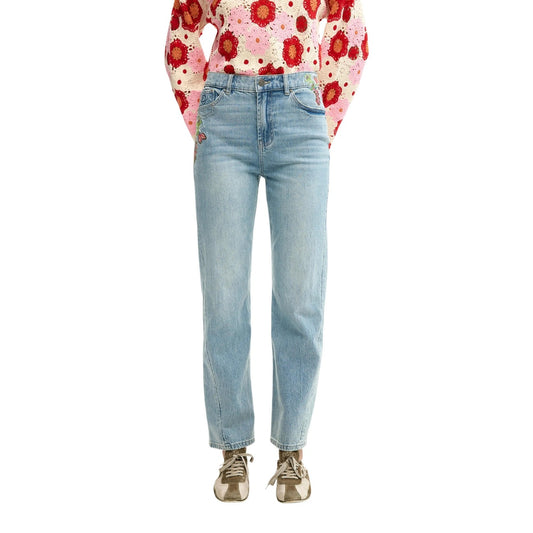 Desigual Bloemen Jeans Dames Lichtblauw