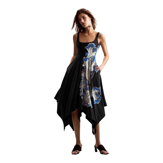 Desigual Epaullet Bloemenjurk Dames Zwart
