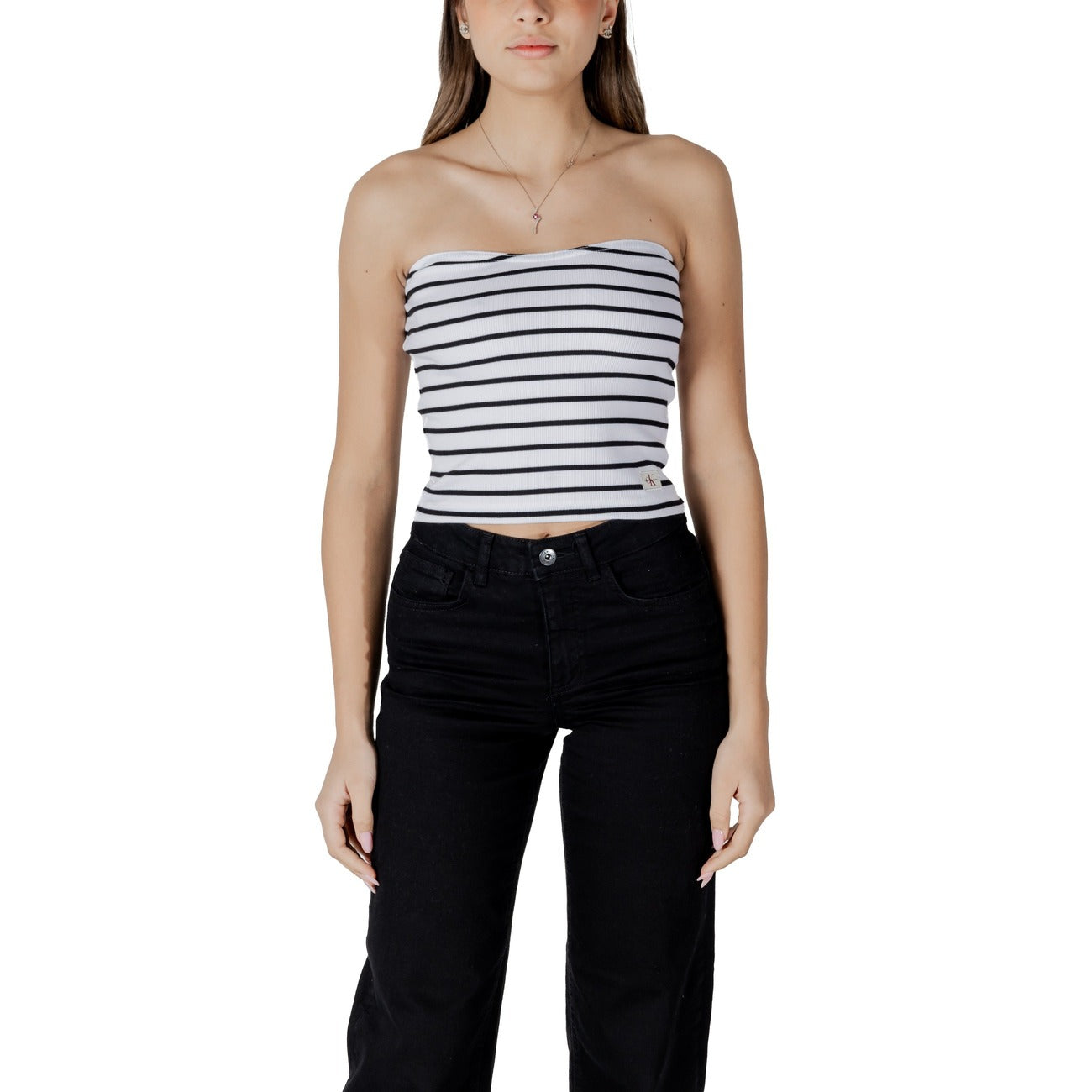 Calvin Klein Jeans Gestreepte Mouwloze Top Dames Wit
