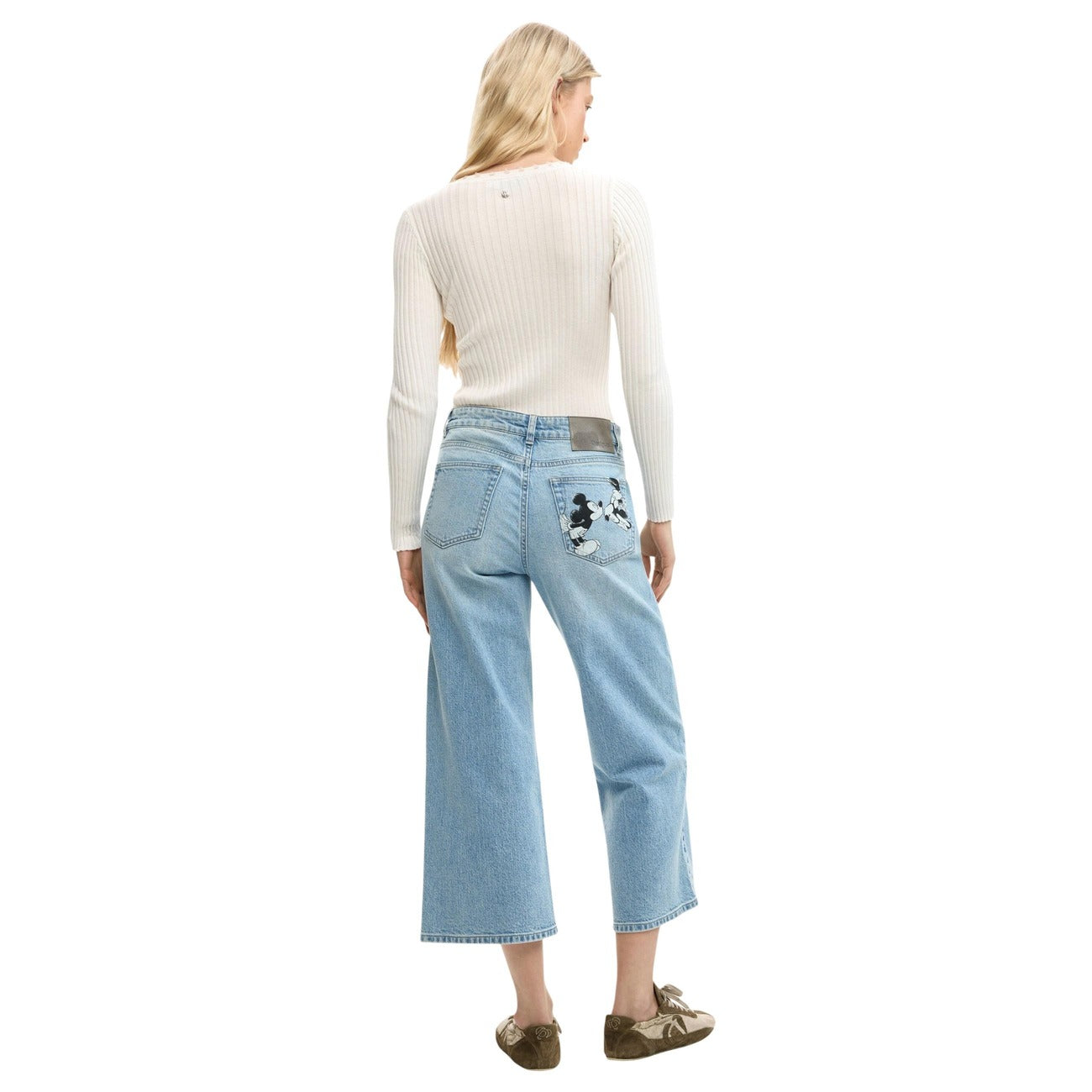 Desigual Print Jeans Dames Lichtblauw