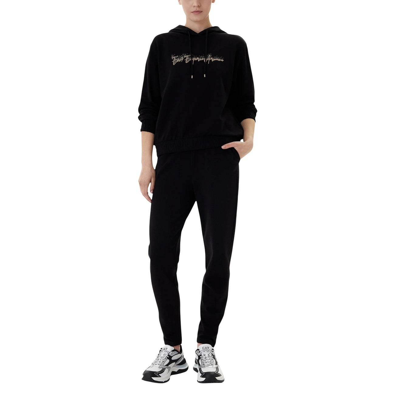 EA7 Emporio Armani Print Jumpsuit Dames Zwart