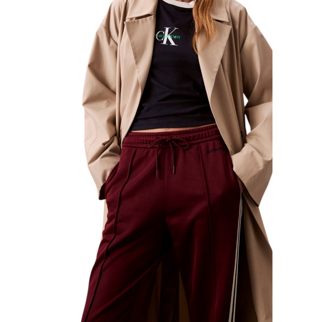 Calvin Klein Jeans Broek Dames Bordeaux