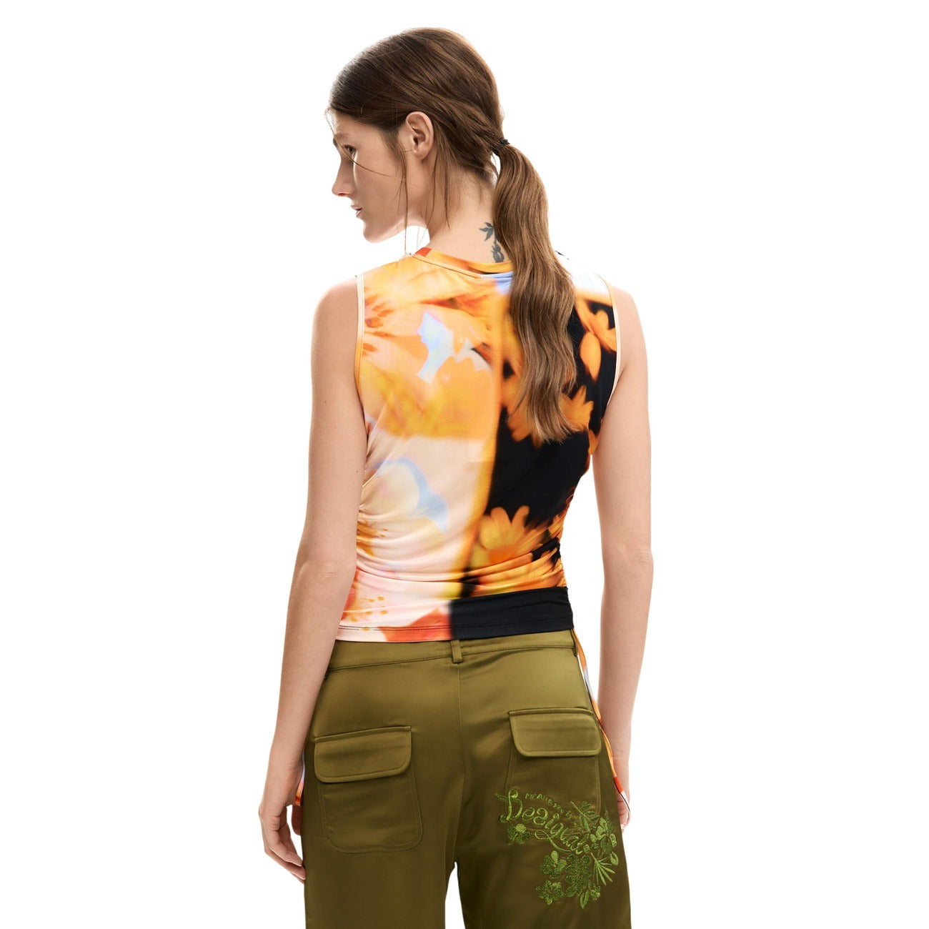 Desigual Bloemen Top Dames Oranje