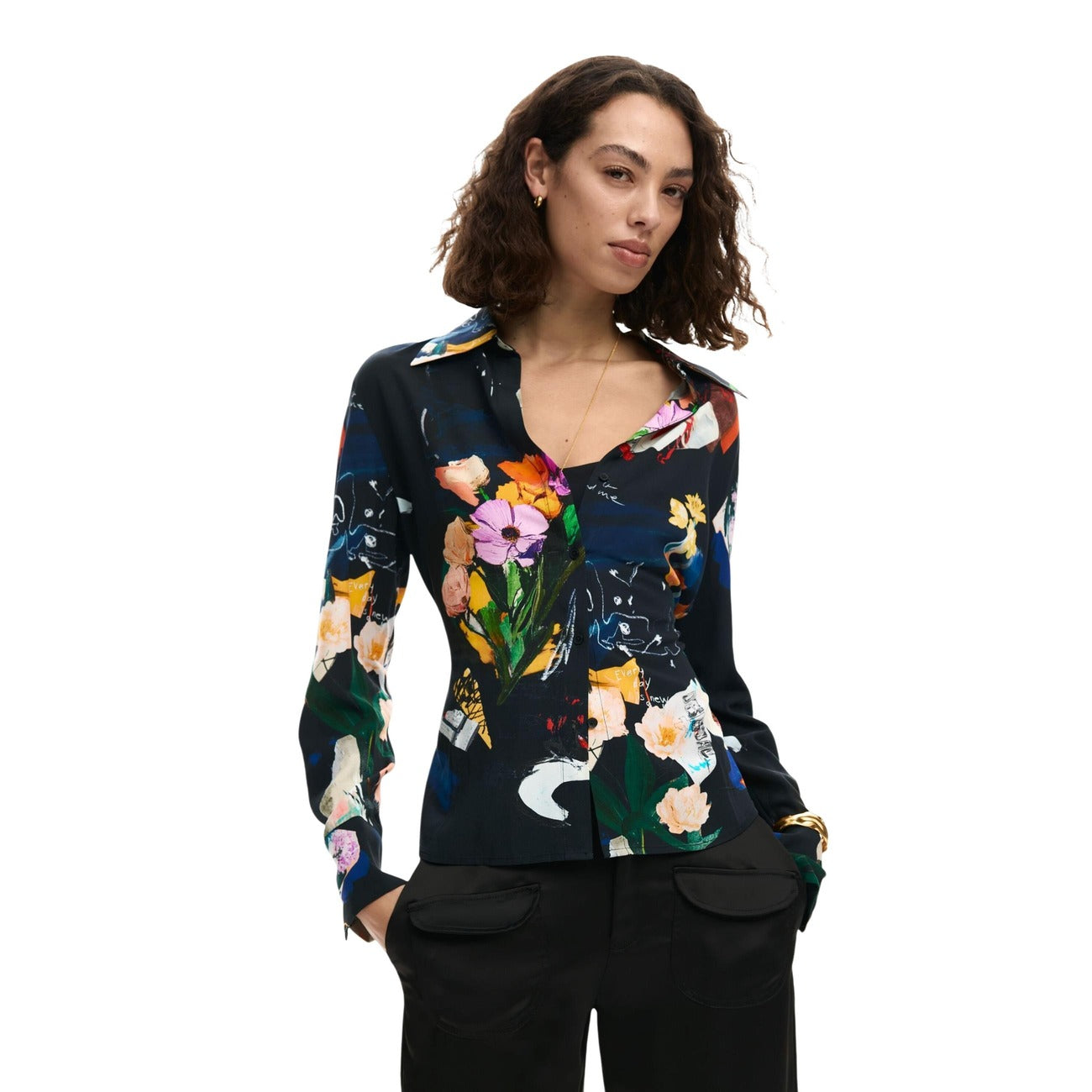 Desigual Bloemen Blouse Dames Zwart