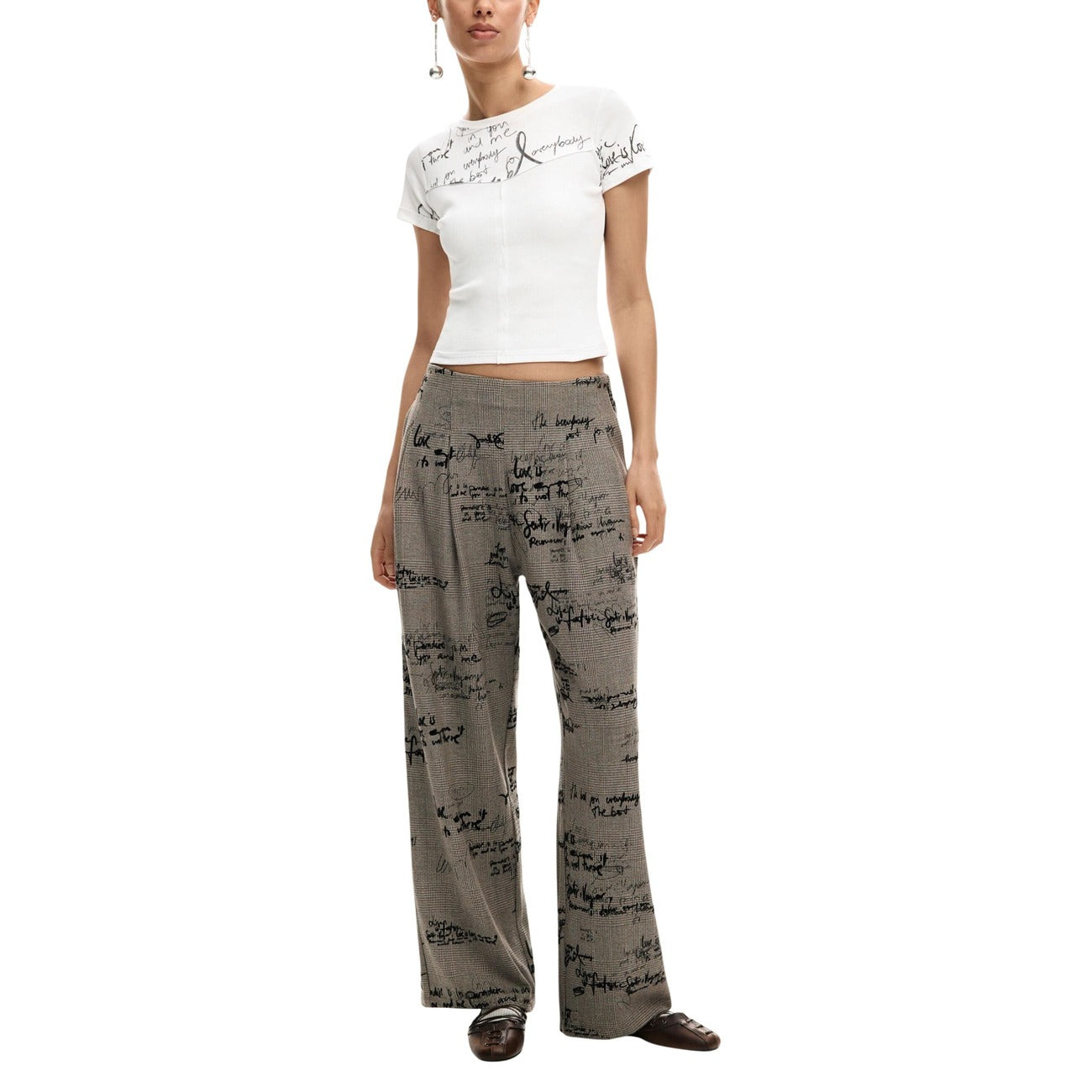 Desigual Print Broek Dames Grijs