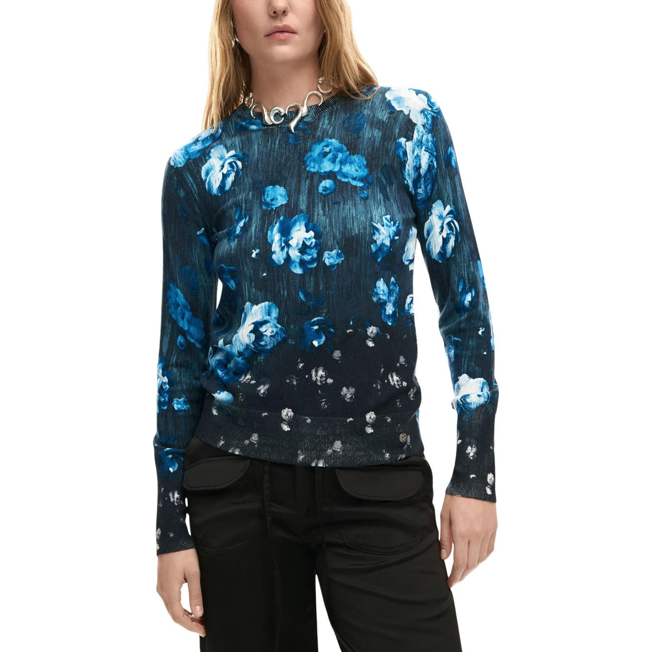 Desigual Trui Dames Zwart Bloemenprint