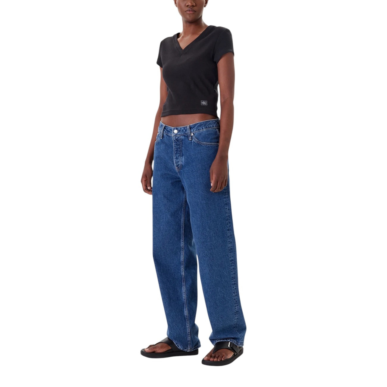 Calvin Klein Jeans V-hals T-shirt Dames Zwart