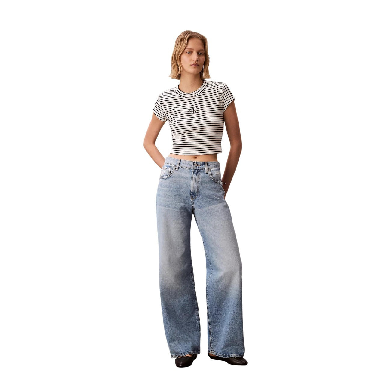 Calvin Klein Jeans Gestreepte Top Dames Zwart